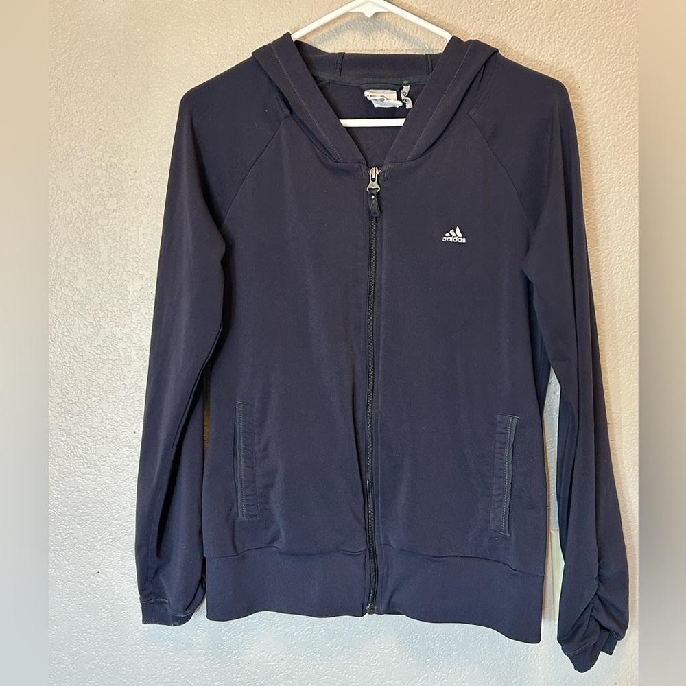 Adidas ClimaLite Women's Charcoal Full-Zip Hoodie Athleisure Loungewear Sz M